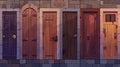 Animation of wooden doorways with a mail slot and darkness inside. House facade design element, entrance. Modern