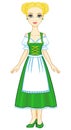 Animation young girl in an ancient Bavarian dress.