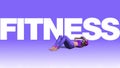 Animation. Young woman doing crunches - Situps. Fitness