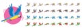 Animations the bird is flying. Parrot Animations. Set of Sprite bird flies.