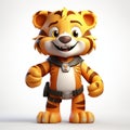 Charming 3d Animation Tigers For Kids: A Cartoon Tiger Character In The Style Of Ralph Mcquarrie