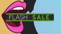 Animatorom od flash sale text over retro cartoon face