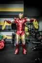 Animators iron man and spider-man in the fitness room