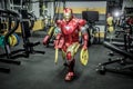 Animators iron man and spider-man in the fitness room