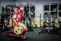 Animators iron man and spider-man in the fitness room