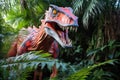 an animatronic dinosaur in a theme park