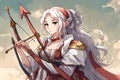 Anime Archer Girl Medieval Themed Bow and Arrow Warrior Woman Royalty Free Stock Photo