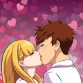 Anime Boy and Girl Kissing Royalty Free Stock Photo