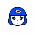 Anime Cartoon Girl Baseball Hat Icon - Flat Illustration