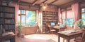 anime casual enchanted study scene for ai generated Royalty Free Stock Photo