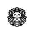 Anime cat black silhouette, Japanese traditional lucky cat