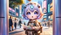 Anime Character in Futuristic Outfit on Urban Street