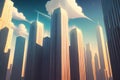 Anime Cityscape with a cloudy sky with buildings generated by ai