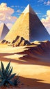 anime desert with pyramid anime style highquality for wallpape ai generated Royalty Free Stock Photo