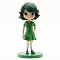 Anime Doll In Green Dress: Realistic Figure With Limited Color Range