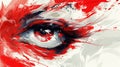 anime eye art, a mystical red and white eye artwork inspired by japanese anime aesthetics, featuring abstract elements Royalty Free Stock Photo