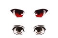 Anime Eyes. Human eyes closeup. Beautiful big cartoon eyes. Illustration