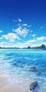 Breathtaking Anime Beach Scenery: 32k Uhd Image Of Blue Ocean And Rocks