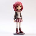 Anime Action Figure: Red-haired Girl In Pink Boots And Jacket