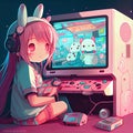 anime gamer and the excitement of playing by winning the game - Generated Artificial Intelligence- AI