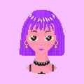 Anime girl. Pixel art 8 bit objects. Fashion Character Avatar. Retro game assets. Dreamy video arcade. Purple hair and