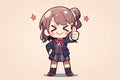 Anime girl in a school uniform giving a thumbs up AI Generated