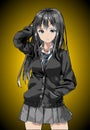 anime girl wearing black jacket