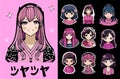 Anime girls sticker set, collection of cute manga anime girl, cartoon style for tshirt designs.Translation: Assorted Royalty Free Stock Photo