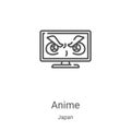 anime icon vector from japan collection. Thin line anime outline icon vector illustration. Linear symbol for use on web and mobile
