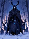 Anime Illustration of Winter Forest Demon
