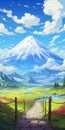 Anime-inspired Adventure: Exploring The Majestic Landscape Of Mount Fuji Royalty Free Stock Photo