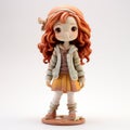 Anime-inspired Figurine Of A Red-haired Girl Sitting