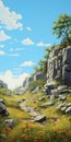 Anime-inspired Karst Landscape With Vibrant Autumn Colors