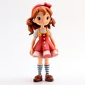 Anime-inspired Konica Big Mini Figurine Of A Girl In A Red Dress Royalty Free Stock Photo