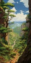 Anime-inspired Mountain Landscape With Peculiar Sycamore