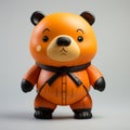 Anime-inspired Orange Bear With Black Gloves Limited Color Range 8k 3d Design Royalty Free Stock Photo