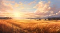 Anime-inspired Sunset Wheat Field: A Stunning Commissioned Artwork