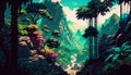 Anime jungle valley AMOLED/OLED, generative AI