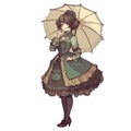 Anime lady in classic dress - century outfit illustration