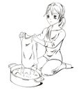 Anime laundress Royalty Free Stock Photo