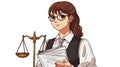 Female Lawyer Character With Scales of Justice, Anime Style Royalty Free Stock Photo