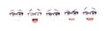 Anime manga boy in glasses expressions eyes set. Japanese cartoon style Royalty Free Stock Photo