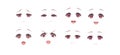 Anime manga dog girl expressions eyes set. Japanese cartoon style