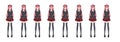 Anime manga student girl in blazer and red skirt