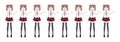 Anime manga schoolgirl plaid red skirt tie pattern Royalty Free Stock Photo