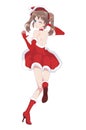 Anime manga girl dressed in Santa Claus costume Royalty Free Stock Photo