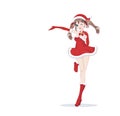 Anime manga girl dressed in Santa Claus costume Royalty Free Stock Photo