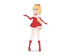 Anime manga girl dressed in Santa Claus costume Royalty Free Stock Photo