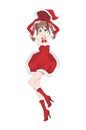 Anime manga girl dressed in Santa Claus costume Royalty Free Stock Photo