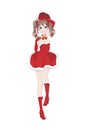 Anime manga girl dressed in Santa Claus costume Royalty Free Stock Photo